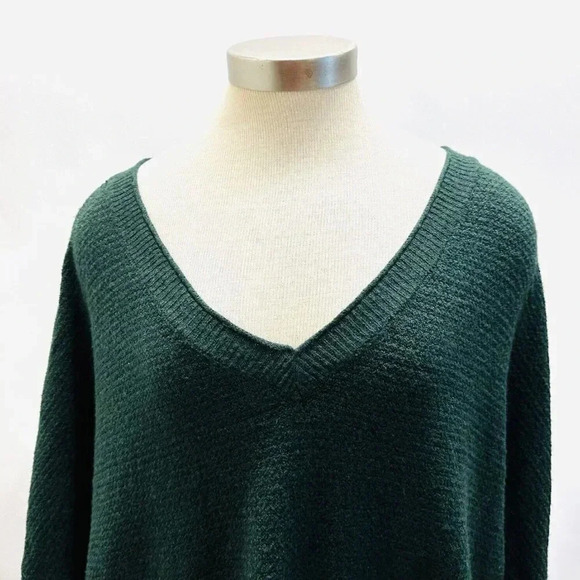 NWT SONOMA Women Long Sleeve Pullover V-Neck Green Knit Cotton Sweater Size 4X - Picture 2 of 14